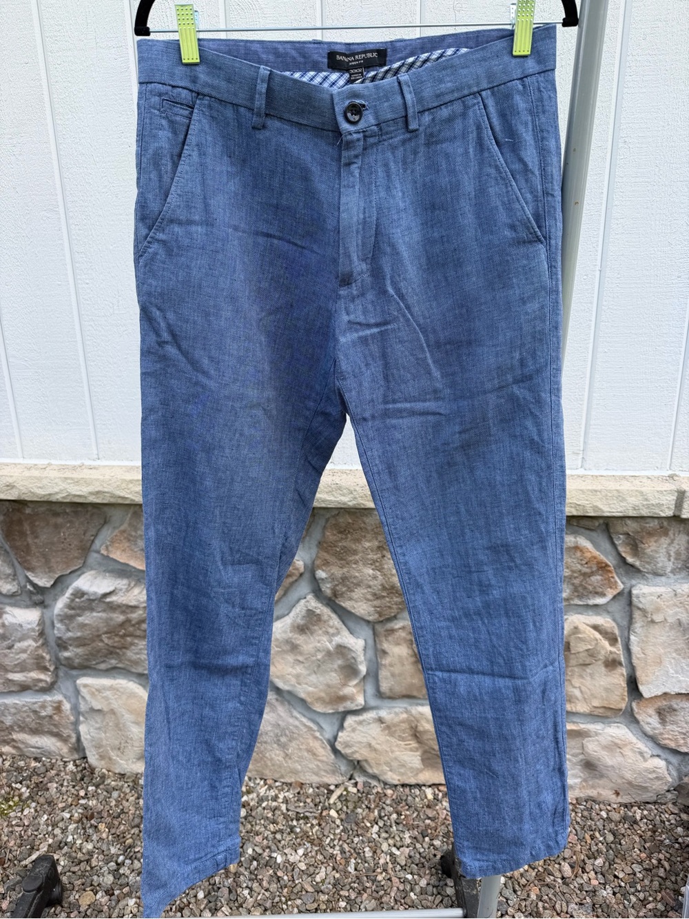 Banana Republic Aiden Fit Blue Linen-Blend Pants - Size 30x32